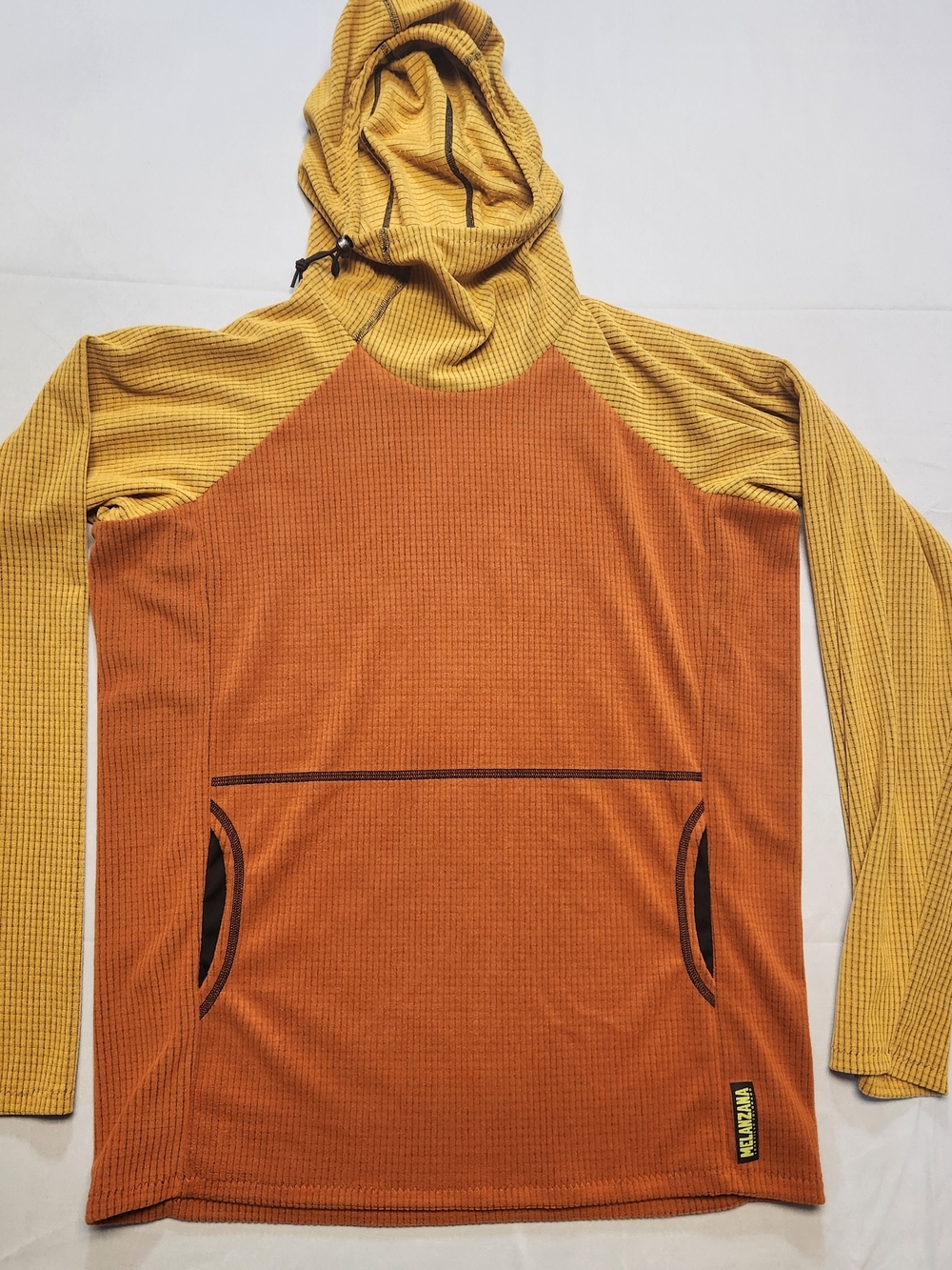 Melanzana Micro Grid Hoodie V2 Sunflower pumpkin Mens Large Hiking Leadville USA